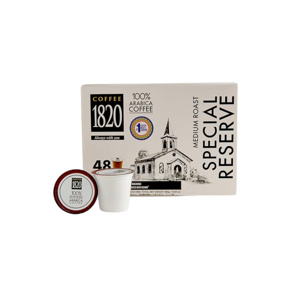 Café 1820 Special Reserve Ground Coffee Cups, 100% Arabica, Compatible with Keurig Machines, 48 Pods